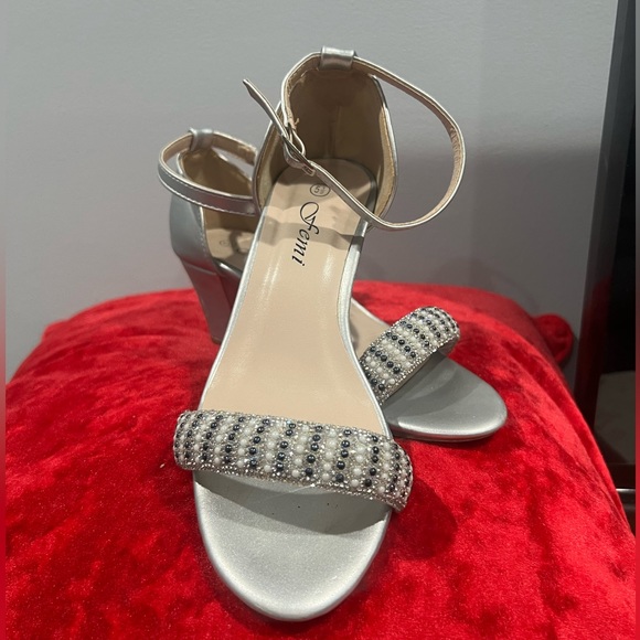 FEMMI Women's Open Toe Ankle Strap Low Block Chunky Heels Shoes/5.5 - Picture 1 of 10
